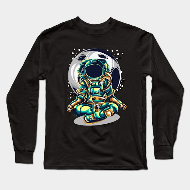 astronaut yoga space Long Sleeve T-Shirt by stylegraphic